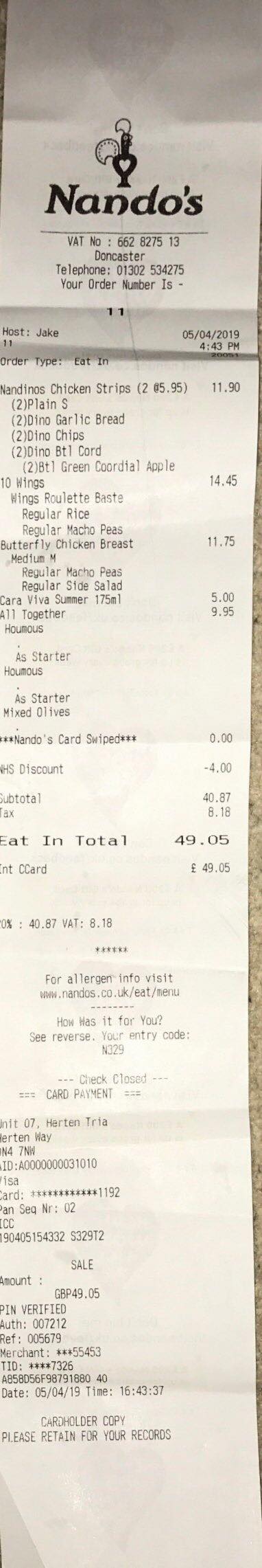 which restaurants do NHS discount